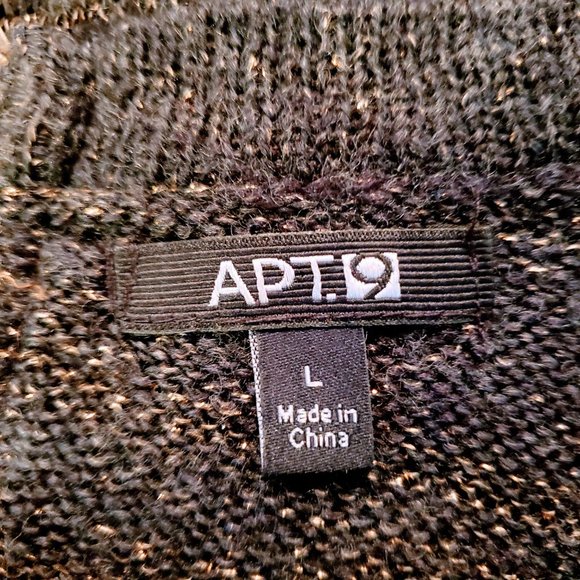 APT. 9 Sweater Dress, Black Gold Shimmery Sparkly Knit Soft Long Sleeve Career L - Picture 7 of 14
